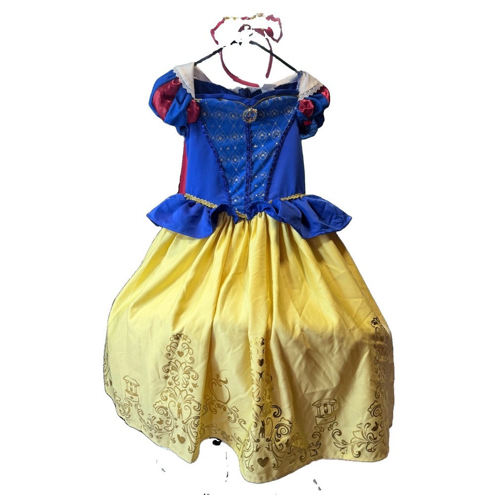Disney Princess Snow White 3 Piece Deluxe Costume Gown Headband Shoe Lot Sz 7/8